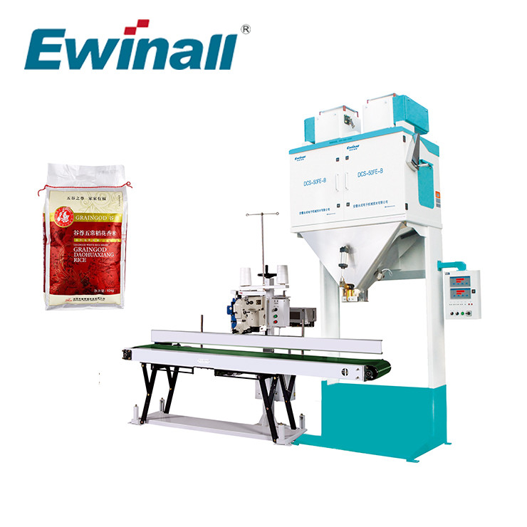 مهر و موم پر کردن ترازوی بسته بندی دانه برنج DCS-50FE2-B با دستگاه بسته بندی پوشه
